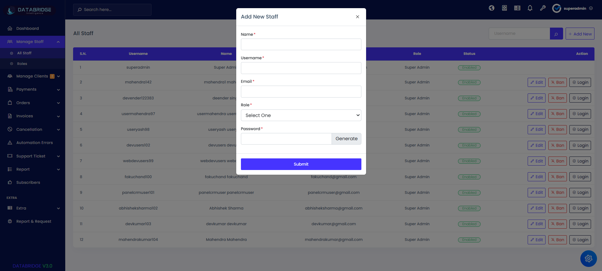 Manage Staff Image